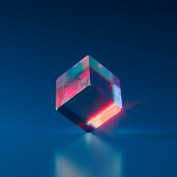 a cube resting on one corner